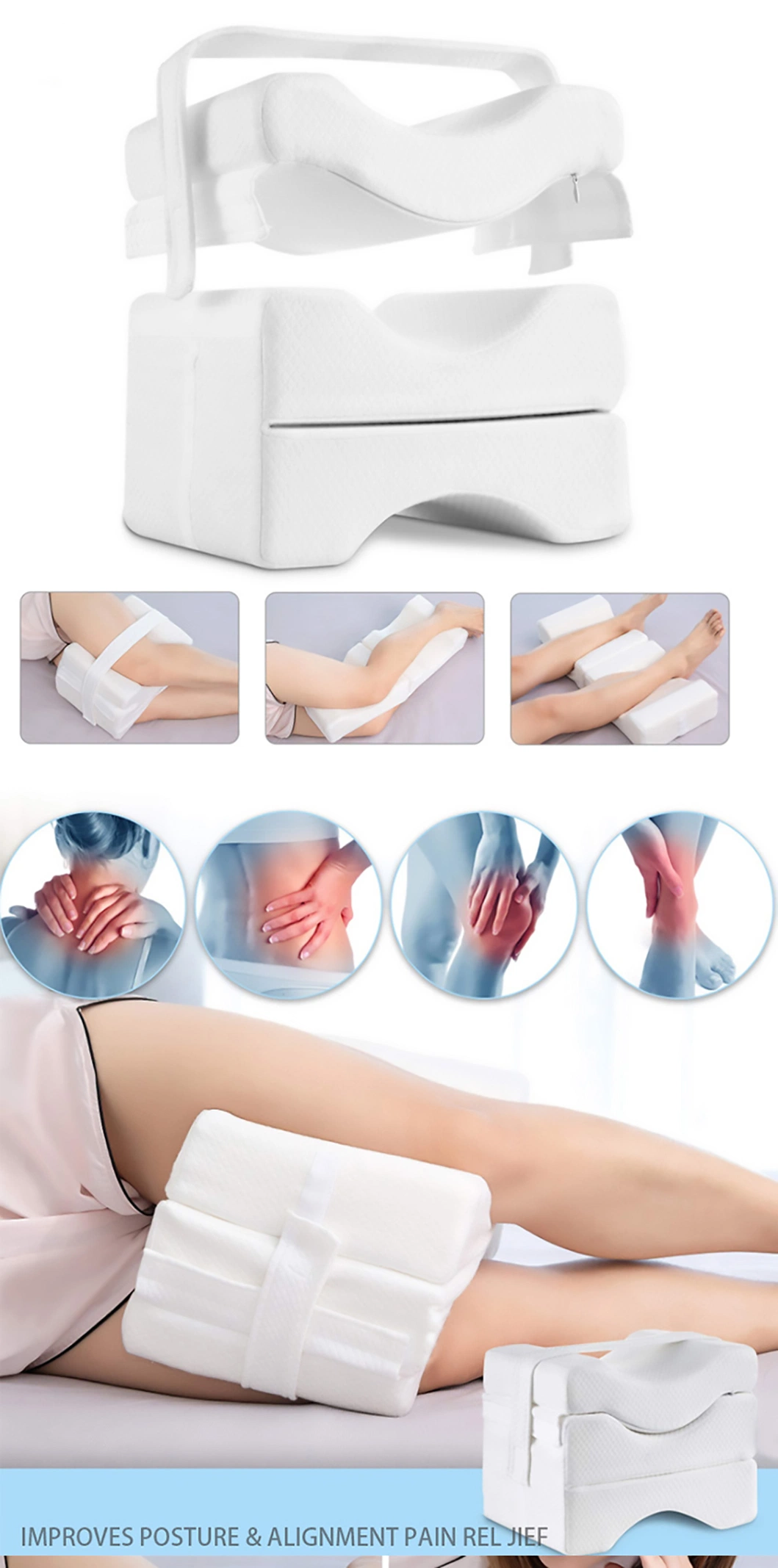 Health Sleep Releasing Foldable Memory Foam Leg Knee Pillow for Sleeping Pain Relief Leg