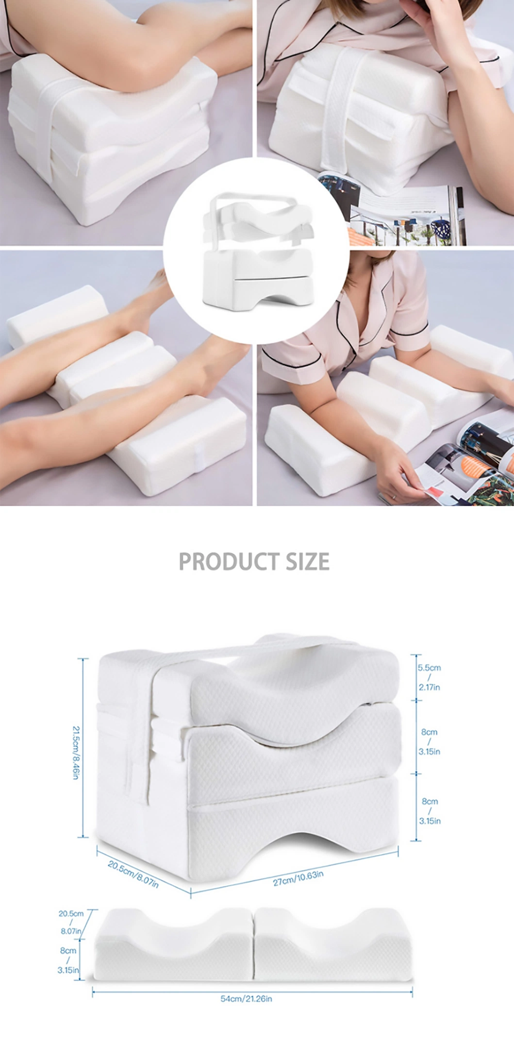 Health Sleep Releasing Foldable Memory Foam Leg Knee Pillow for Sleeping Pain Relief Leg